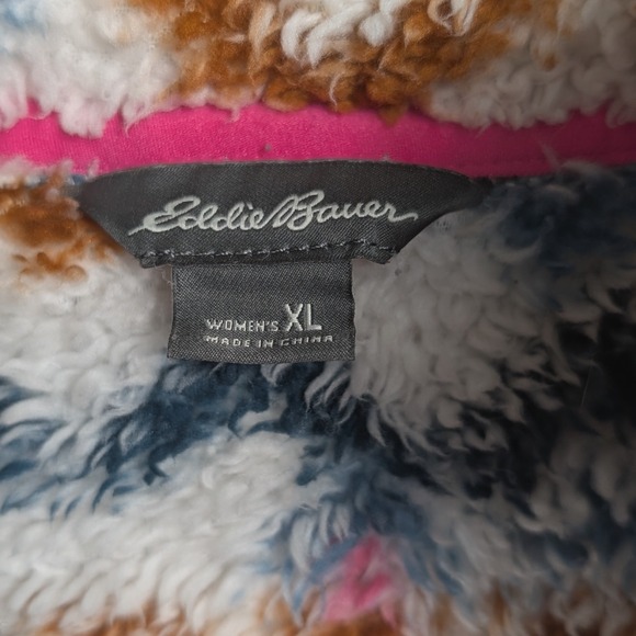 Eddie Bauer Womens XL Pullover Fleece Jacket Cozy Sherpa Southwest Pink‎ Aztec - Picture 4 of 9